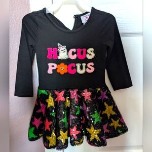 Hocus Pocus Kids Costume Dress - Black with Multicolor Stars 2T